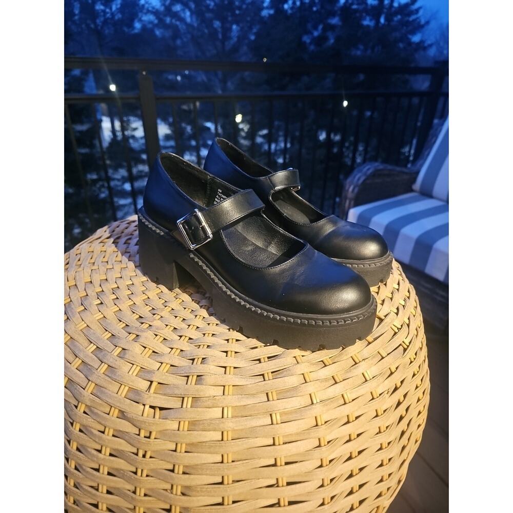 Madden NYC Thompkins Black Faux Leather Chunky Platform Mary Jane Women’s 9M